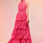 Barbara Solid Layered Pleated Dress