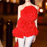 Nancy Strapless Solid Pleated Dress