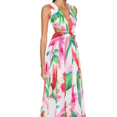 Berkley Floral Lace-Up Back Detail Midi Dress