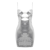 Ellen Strappy Silver Sequined Mini Dress