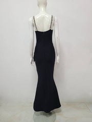 Frances Crystal Spaghetti Strap Mermaid Ball Maxi Dress