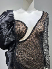 Jamie Two-Tone Plunging Neckline Mini Dress