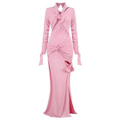 Jayme Knotted Cutout Slit Maxi Dress