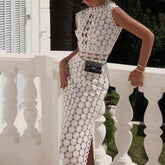 Maribel Sleeveless Round Neck Embroidered Maxi Dress