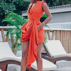 Mikki Double Breasted Irregular Hem Mini Dress