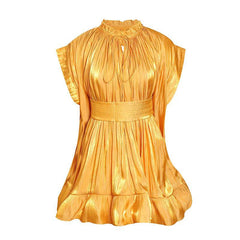 Mildred Batwing Sleeve Irregular Hem Ruffle Mini Dress