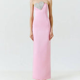 Millie Strapless Heart Embellished Cady Column Maxi Dress
