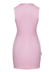 Mindy Sleeveless Rose-Applique Cady Mini Dress