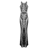 Mitzy Sequined Maxi Dress Black Silver