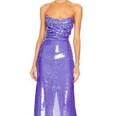 Althea Sleeveless Drape Neck Backless with Lace Up Maxi Dress