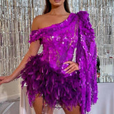 Rachel Off Shoulder Sequin Mini Dress