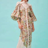 Rojen Floral Button Down Puff Sleeve Dress