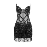 Tessa Off The Shoulder Beaded Mini Dress