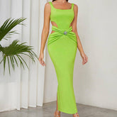 Alma Strappy Sleeveless Diamond Embellished Maxi Dress