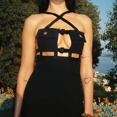 Brigitta Bustier Cut Out Bandage Maxi Dress