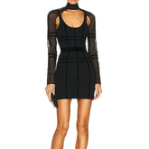 Cassandra Long Sleeve Tulle Overlayer Mini Dress