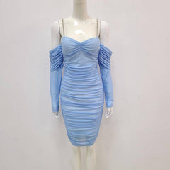 Larisa Solid Cold Shoulder Ruched Dress