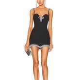 Lorelei Solid Embellished Sleeveless Mini Dress