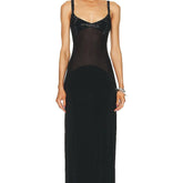 Mistie Black Crystal Embellishment Suspender Maxi Dress