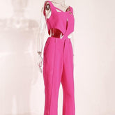 Baina Hollow Out Solid Jumpsuit