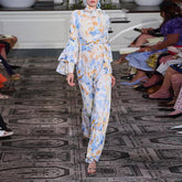 Nanci Printed Double Flounce Sleeve Belted Jumpsuit