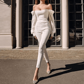 Jessamine Off The Shoulder Long Sleeve Tight Jumpsuit
