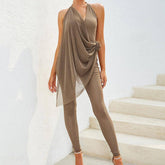 Cady Sleeveless Halter Neck Dotted Jumpsuit