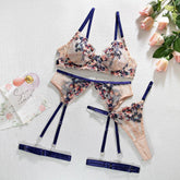 Margaret 5 Piece Transparent Lace Floral Lingerie Set