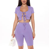 Cady Lace Front Crop Top & High Waist Short Set