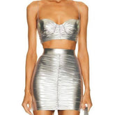 Carmen Ruched Bralette silver metallic set