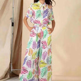Cristine Allover Print Belted Pants Set