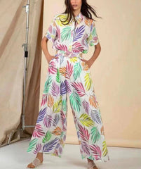 Cristine Allover Print Belted Pants Set