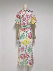 Cristine Allover Print Belted Pants Set