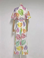 Cristine Allover Print Belted Pants Set