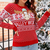 Dakota Crewneck Elk Snowflakes Knitted Sweater