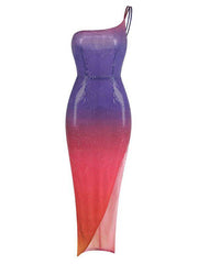 Jackie One Shoulder Sequin Gradient Maxi Dress