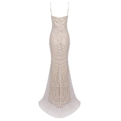 Jade V-Neck Pearl Beaded Dress