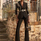 Skyla Long Sequin Blazer With Flare Pants