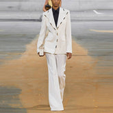 Barbara Gold Bars Design Blazer With Flare Pants