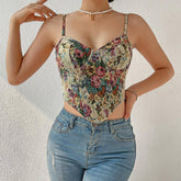 Liza Strappy Floral Print Crop Corset Top