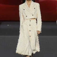 Lark Long Sleeve Notched Collar Top & High Waist A-Line Skirt Set