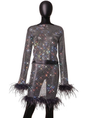 Johanna Fishnet Mesh Skirt Set