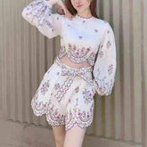 Ailana Puff Sleeve Crop Top & Shorts Set