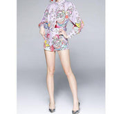 Breana Allover Print Shorts Set