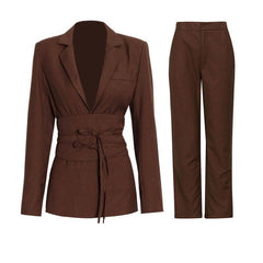 Aiyanna Belted Blazer Top & Pants Set