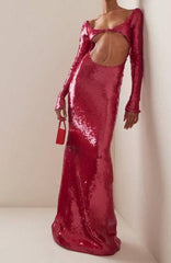 Briana Cut-Out Sequin Maxi Dress