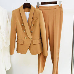 Winnie Solid Blazer Top & Pants Set