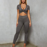 Mary Short Sleeve Crop Top & Seamless Leggings Sports Set
