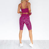 Kennedi Allover Leopard Sports Bra & High Waist Cycling Shorts Sports Set