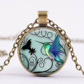 Myrtle Blue Hummingbird Pendant Necklace
